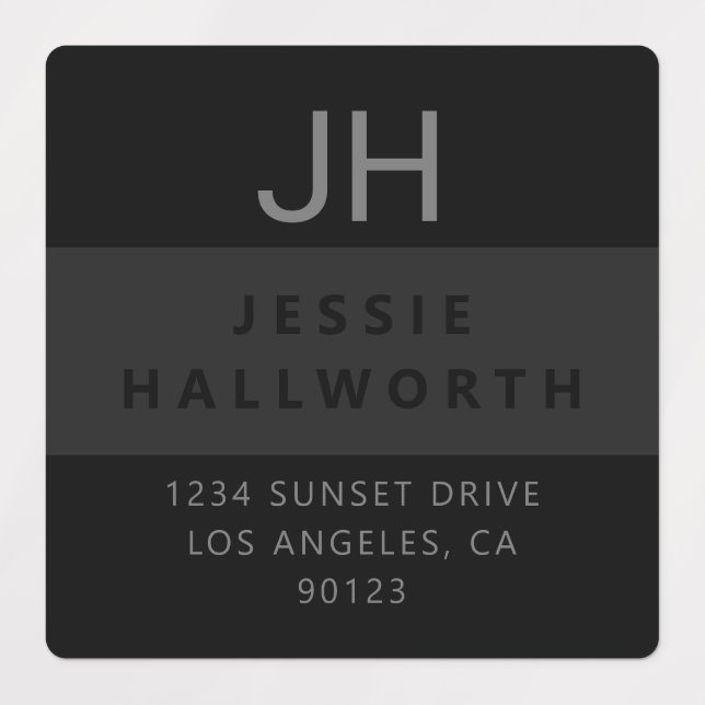 Black & Grey Stylish Modern Monogram Waterproof (Design 3)