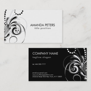Black Grey Swirls Over White Background Business C Card