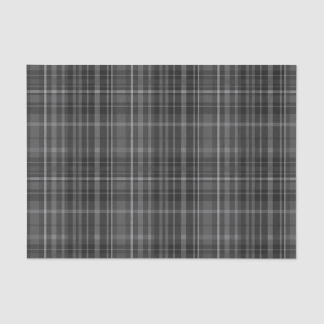 Black & Grey Tartan Plaid Pattern Print Tissue Paper (Front)