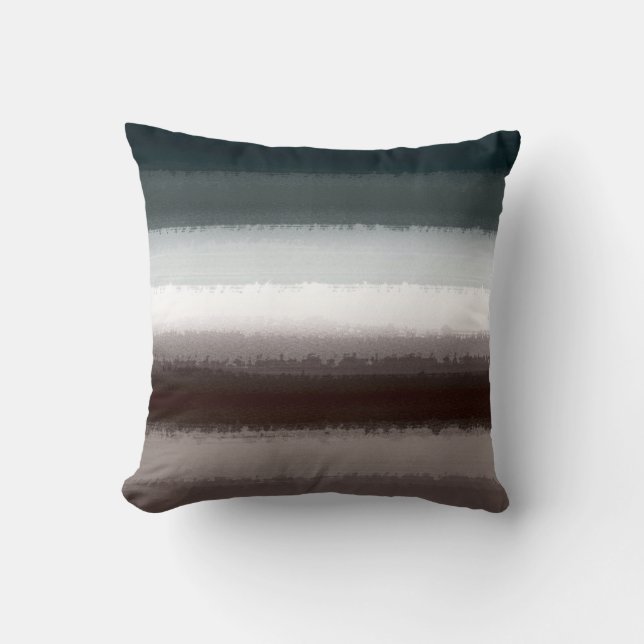 Black Grey Taupe Stripes Cushion (Front)