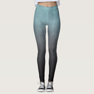 Black Grey Teal rustic ombre Leggings