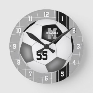 black grey team colours varsity stripes soccer round clock