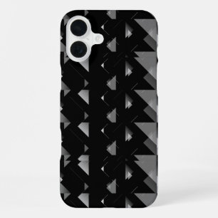 Black Grey Triangle Geometrical Patterned iPhone 16 Plus Case