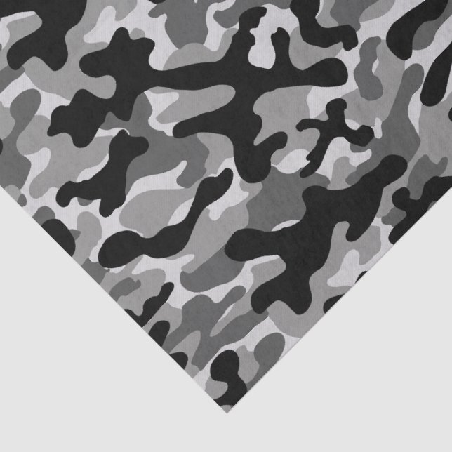 Black Grey Urban Camouflage  Tissue Paper (Detail)
