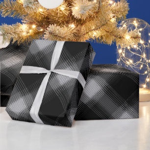 Black Grey Urban Smoke Plaid Pattern Wrapping Paper