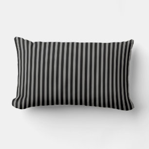 Black Grey Vertical Stripes Striped Pattern Chic Lumbar Cushion