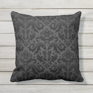 Black & Grey Vintage Damask Cushion