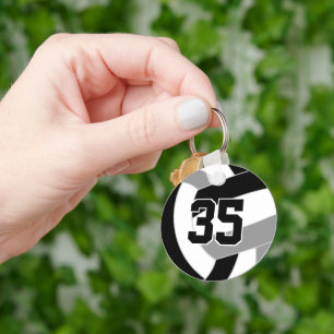 Black grey volleyball team colours key ring