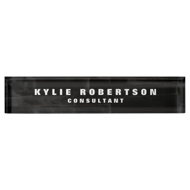 Black Grey Wall Professional Trendy Modern Nameplate (Front)
