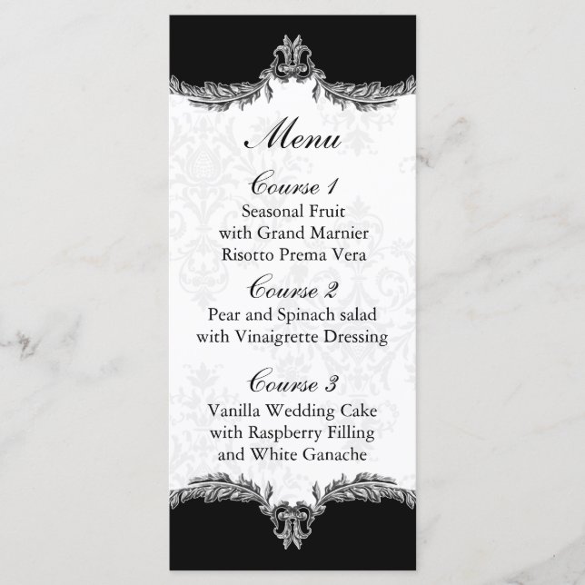 black grey wedding menu (Front)