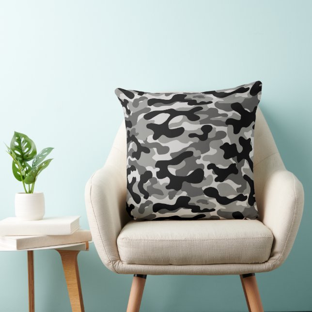 Black Grey White Camo Pattern  Cushion (Chair)
