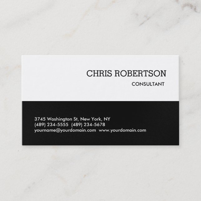 Black Grey White Classical Standard Business Card (Front)