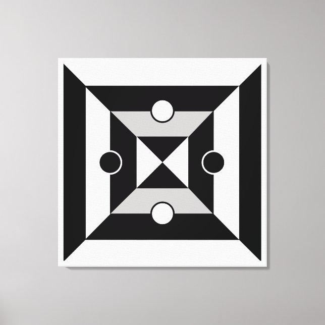 Black, Grey & White Geometric Abstract Art Canvas Print (Front)