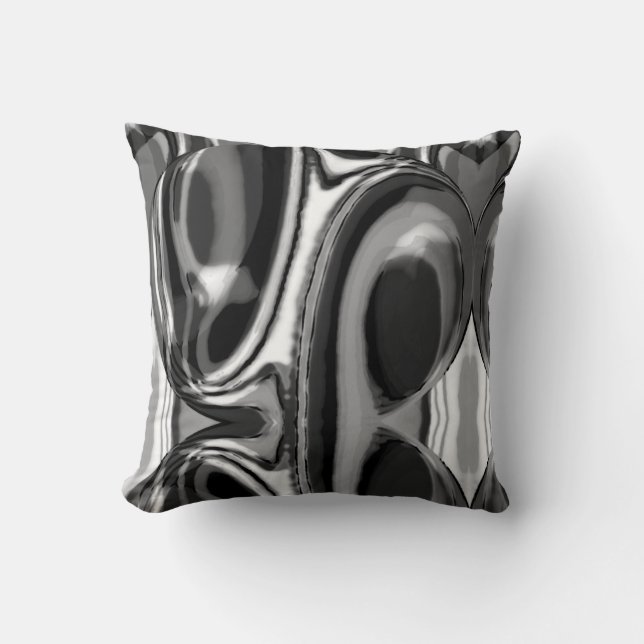 Black Grey White Large Circles Modern Art Abstract Cushion (Front)