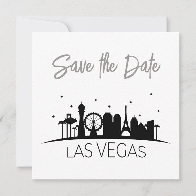 Black Grey White Las Vegas Wedding Save The Date Invitation (Front)