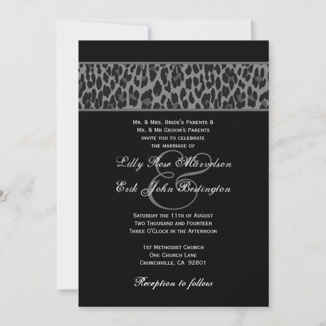 Black Grey White Leopard Wedding Template G200 (Front)