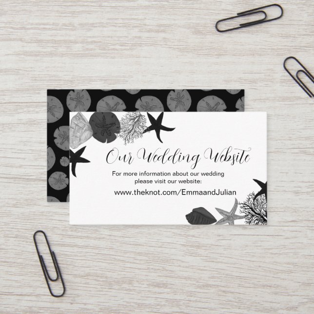 Black-grey-white seashell casual  business card (Front/Back In Situ)