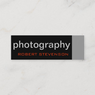 Black Grey White Skinny Photographer Business Card