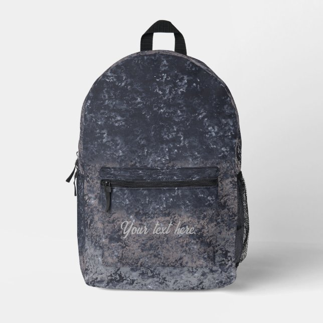 Black Grey White Sponge Print Custom Backpacks (Front)