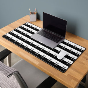 Black Grey White Text And Solid Colours Design Desk Mat