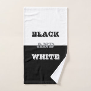Black Grey White Text And Solid Colours Design Hand Towel
