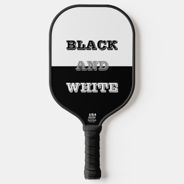Black Grey White Text And Solid Colours Design Pickleball Paddle (Front)