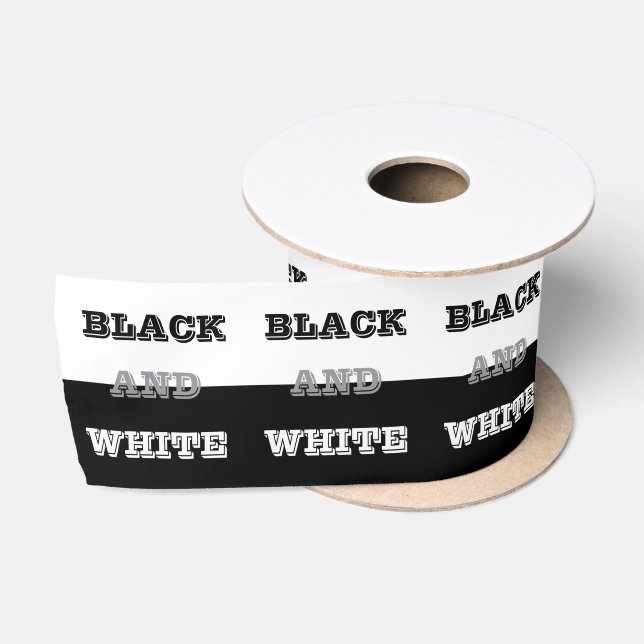 Black Grey White Text And Solid Colours Design     Satin Ribbon (Spool)