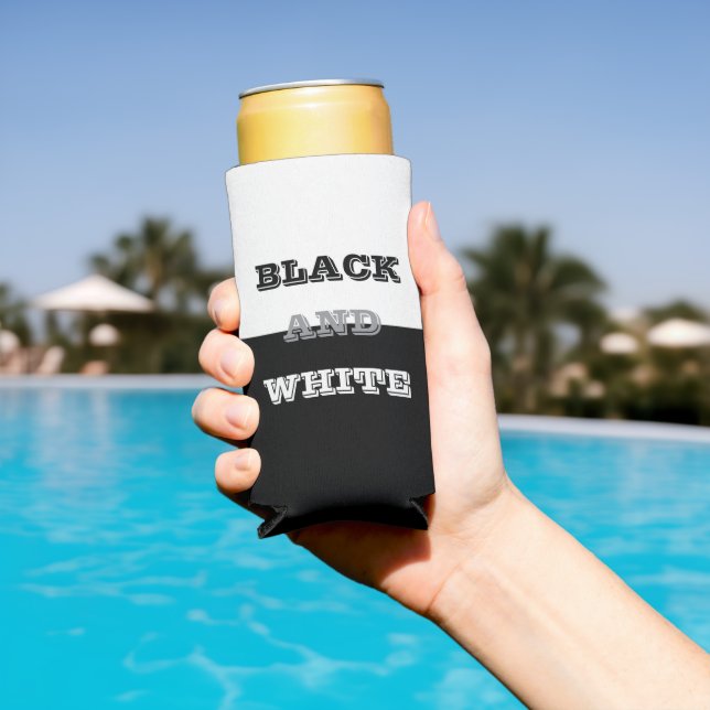 Black Grey White Text And Solid Colours Design Seltzer Can Cooler (In Situ Pool)