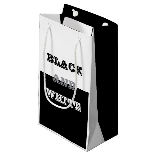 Black Grey White Text And Solid Colours Design Small Gift Bag (Front Angled)