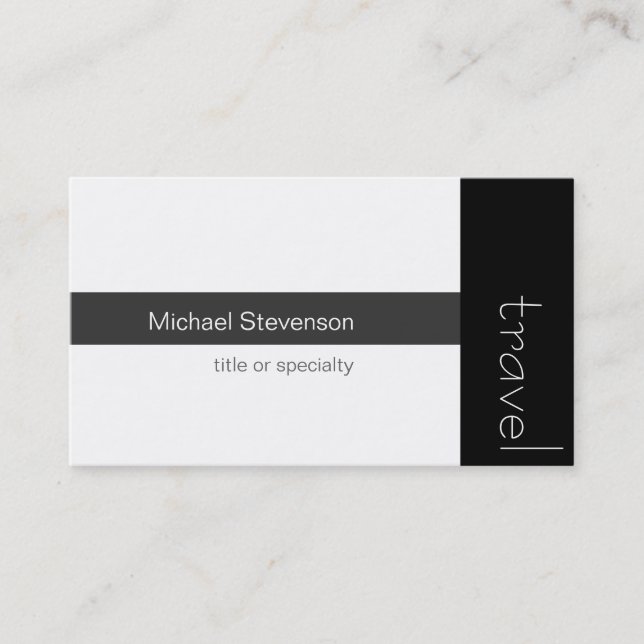 Black Grey White Travel Agent Business Card (Front)