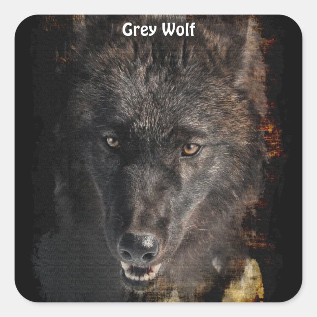 Black GREY WOLF Wildlife Supporter Stickers (Front)
