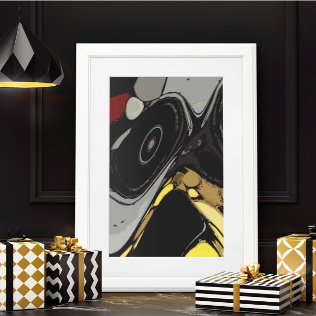 Black Grey Yellow Burgundy Abstract unframed Poster (Creator Uploaded)
