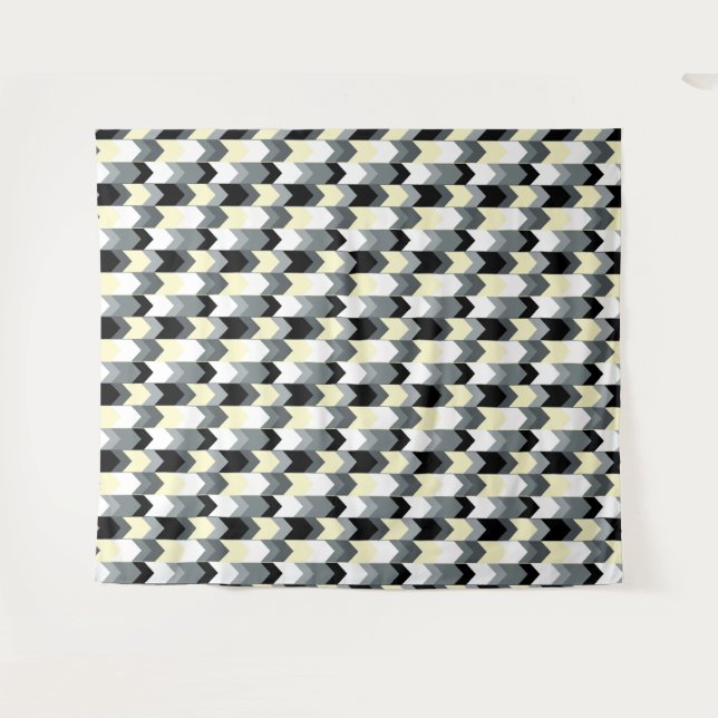 Black , grey, yellow chevron  tapestry (Front (Horizontal))