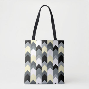 Black , grey, yellow chevron  tote bag