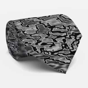Black Greyed stiped Monogram Tie