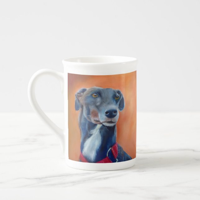Black greyhound (a398) bone china mug (Left)
