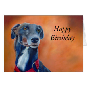 Black Greyhound birthday card (a396)