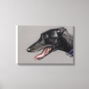 Black Greyhound Dog Art Canvas Print