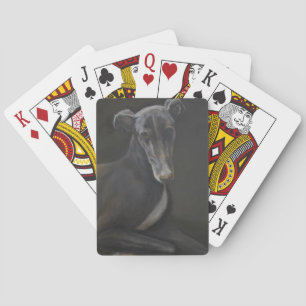 Black Greyhound Dog Art Playing Cards