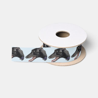 Black Greyhound Profile DogArt Ribbon Satin Ribbon
