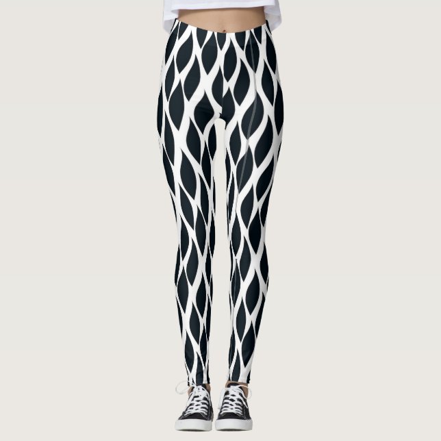 Black Grid Pattern  Leggings (Front)