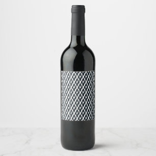 Black Grid Pattern  Wine Label