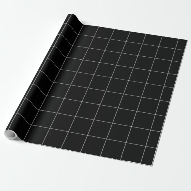 Black Grid Wrapping Paper (Unrolled)