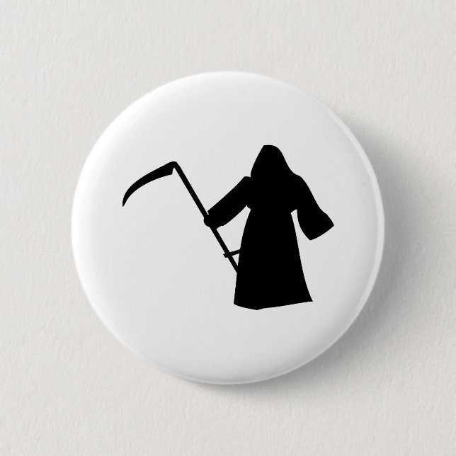 black grim reaper death icon 6 cm round badge (Front)