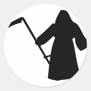 black grim reaper death icon classic round sticker