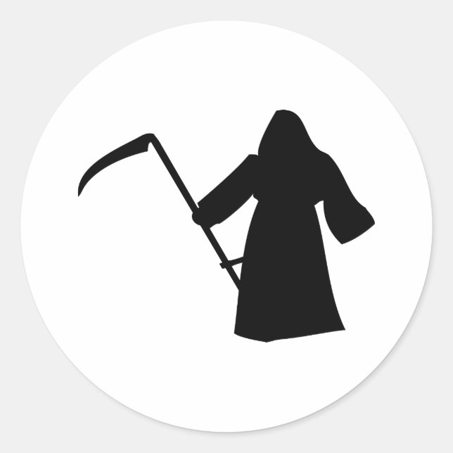 black grim reaper death icon classic round sticker (Front)