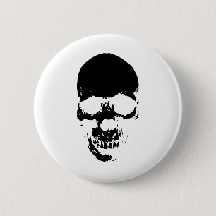 Black Grim Reaper Skull 6 Cm Round Badge