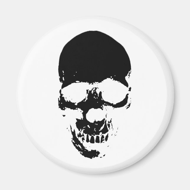 Black Grim Reaper Skull Magnet (Front)