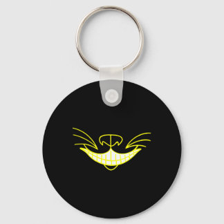 Black Grinning Cat Face Key Ring