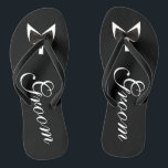 Black Grooms Bow-Tie Jandals<br><div class="desc">These beautiful black Grooms Bow-Tie Flip Flops will make a fun gift for any groom.</div>